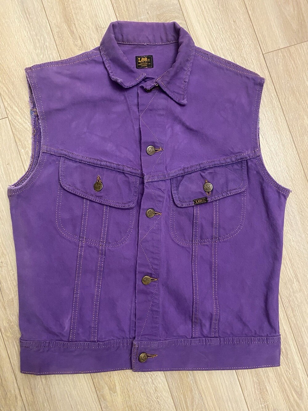 Vintage Lee Denim Vest Rare Purple Made In Canada